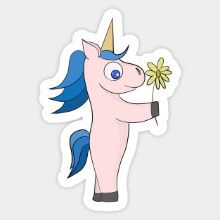 Unicorn offering a flower Sticker